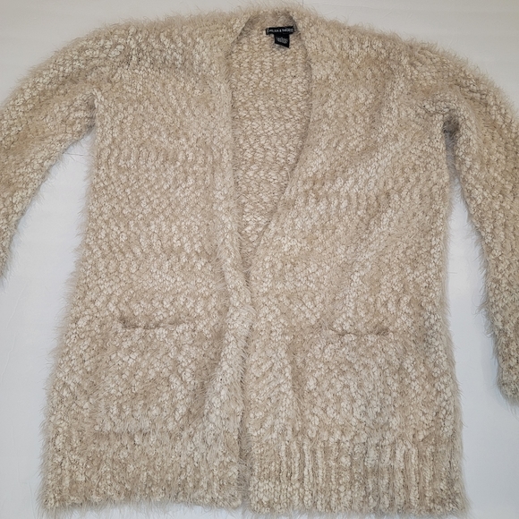 Chelsea & Theodore Long Sleeve Open Eyelash Cardigan With Pockets Size Small - Picture 5 of 12